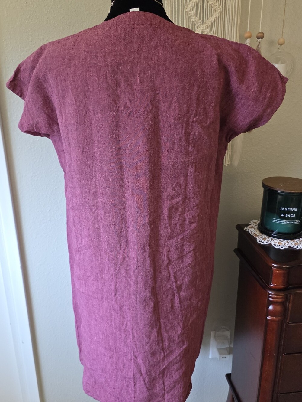 J.Jill 100% Linen Button Front Dress | Dusty Mauve | Size S - Picture 3 of 5
